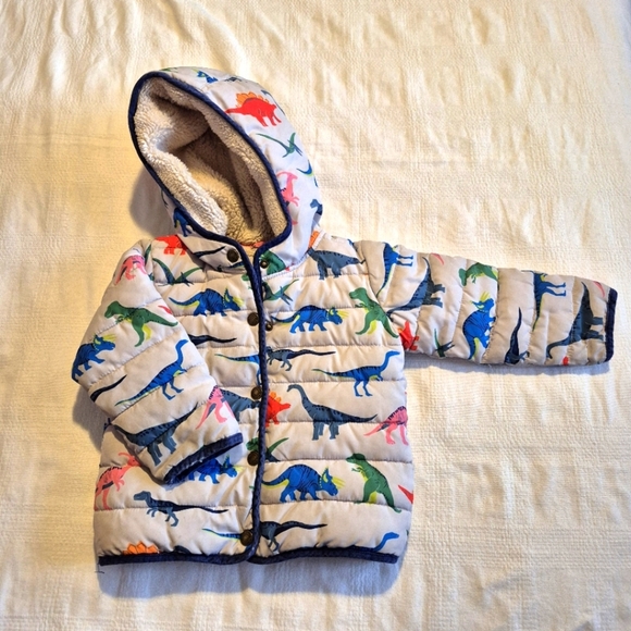 Baby Boden size 2-3 years Dinosaur sherpa lined jacket, play condition - Picture 1 of 7